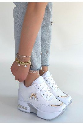 Wody Beyaz Cilt Simli Bağcıklı Spor Ayakkabı