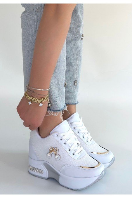 Wody Bej Cilt Simli Bağcıklı Spor Ayakkabı