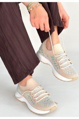 Ceas Beyaz Triko Bağcıklı Spor Ayakkabı