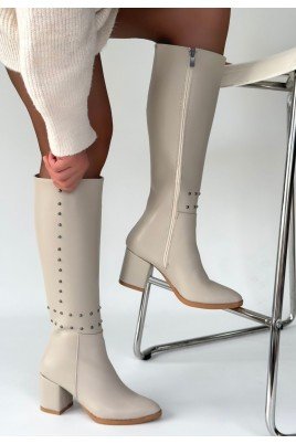 Tiyan Kahverengi Cilt Topuklu Çizme