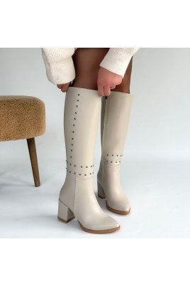 Tiyan Kahverengi Cilt Topuklu Çizme