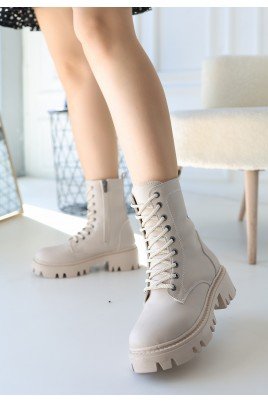 Flona Beyaz Cilt Bağcıklı Bot