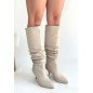 Zelya Bej Cilt Topuklu Çizme