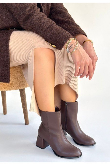 Tendy Bej Cilt Topuklu Bot
