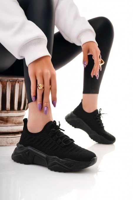 Ante Siyah Triko Bağcıklı Spor Ayakkabı