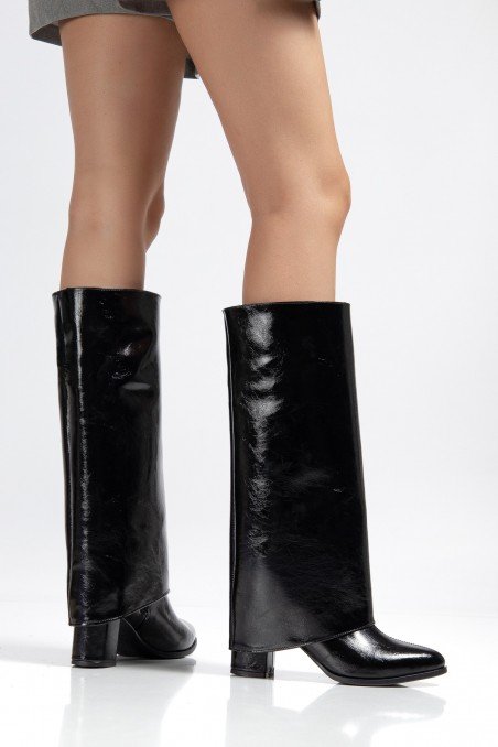 Wila Kahverengi Parlak Topuklu Tak Çıkar Çizme