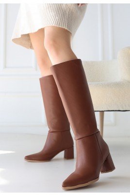 Roksa Taba Cilt Topuklu Çizme
