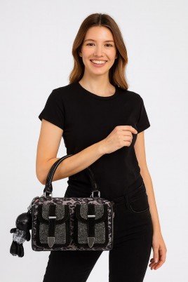 Kiwer Siyah Cilt Omuz Çantası