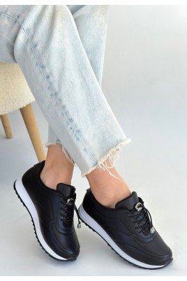 Finna Siyah Cilt Bağcıklı Spor Ayakkabı