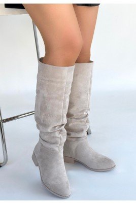 Winda Bej Süet Körüklü Çizme
