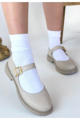 Yokox Bej Cilt Oxford Ayakkabı