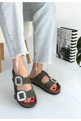 Nool Yeşil Nubuk Terlik