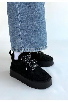 Muden Siyah Süet Bağcıklı Bot