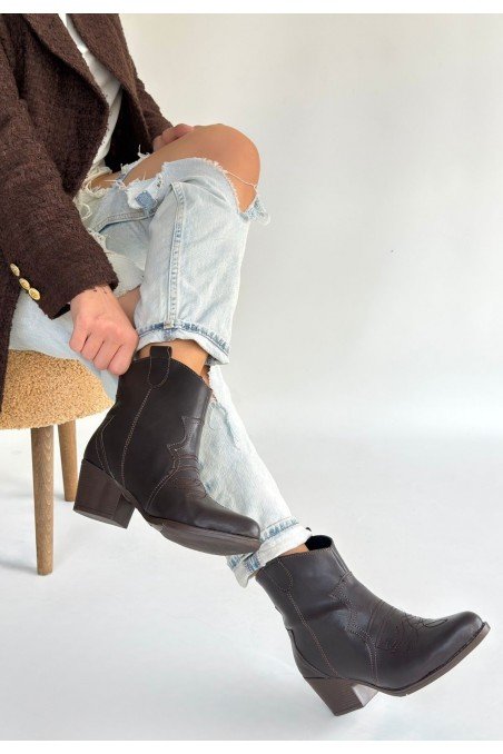 Akver Acı Kahve Cilt Topuklu Bot