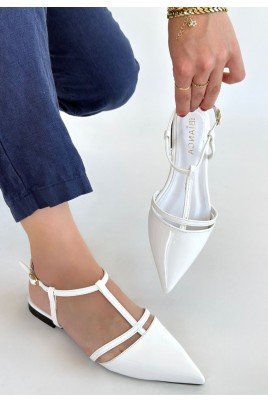 Canca Beyaz Rugan Babet Ayakkabı