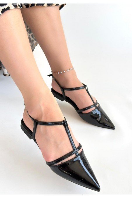 Canca Siyah Rugan Babet Ayakkabı