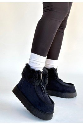 Kadın Bot Siyah Süet Kısa Bot Rahat Taban Günlük Kullanım