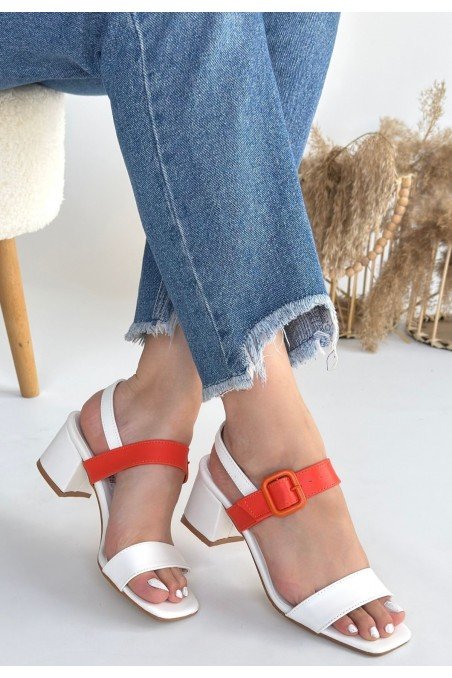 Kadın Topuklu Ayakkabı Beyaz Cilt Ofis & Günlük Şık