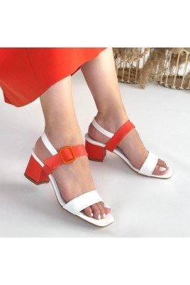 Kadın Topuklu Ayakkabı Beyaz Cilt Ofis & Günlük Şık