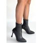 Orjen Siyah Cilt Streç Topuklu Bot