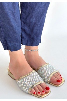 Kadın Terlik Gold Cilt Günlük Yazlık Rahat
