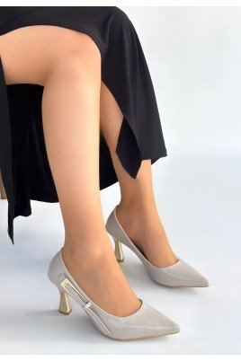 Motya Bej Rugan Topuklu Ayakkabı