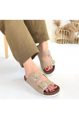 Kadın Terlik Ten Nubuk Günlük Yazlık Rahat