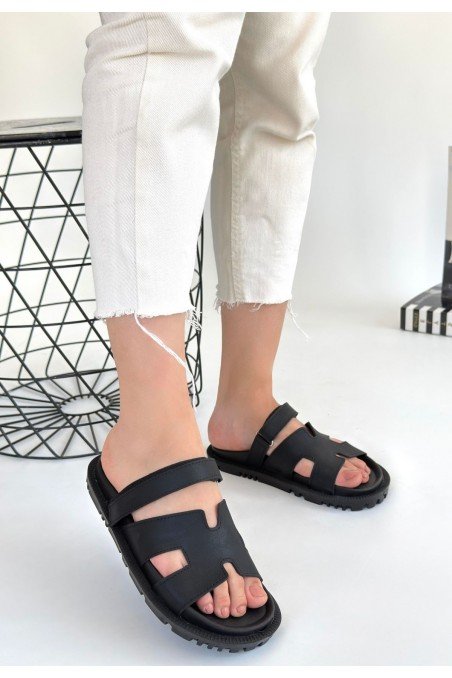 Kadın Terlik Siyah Nubuk Günlük Yazlık Rahat