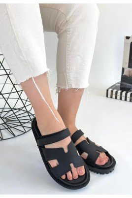 Kadın Terlik Siyah Nubuk Günlük Yazlık Rahat