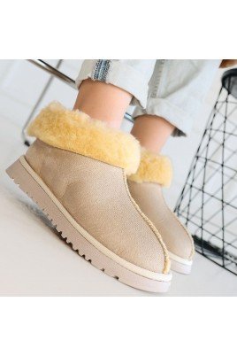 Kadın Bot Bej Süet Kısa Bot Rahat Taban Günlük Kullanım