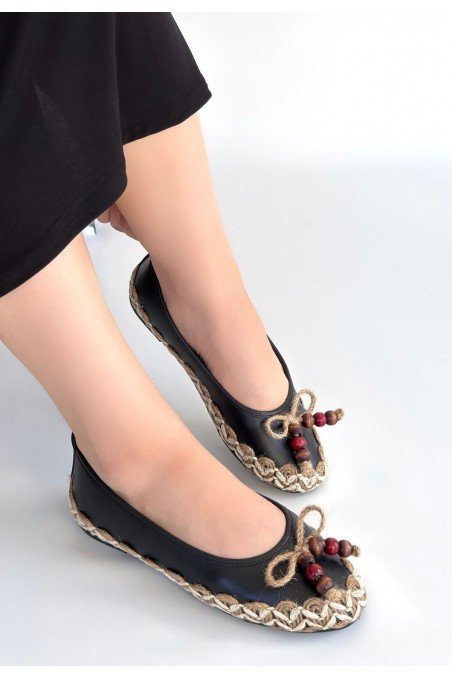 Ilwe Siyah Cilt Babet Ayakkabı