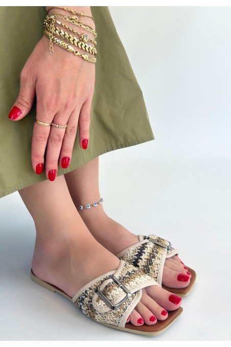 Kadın Terlik Bej Cilt Günlük Yazlık Rahat