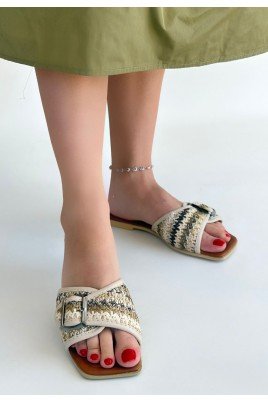 Kadın Terlik Bej Cilt Günlük Yazlık Rahat