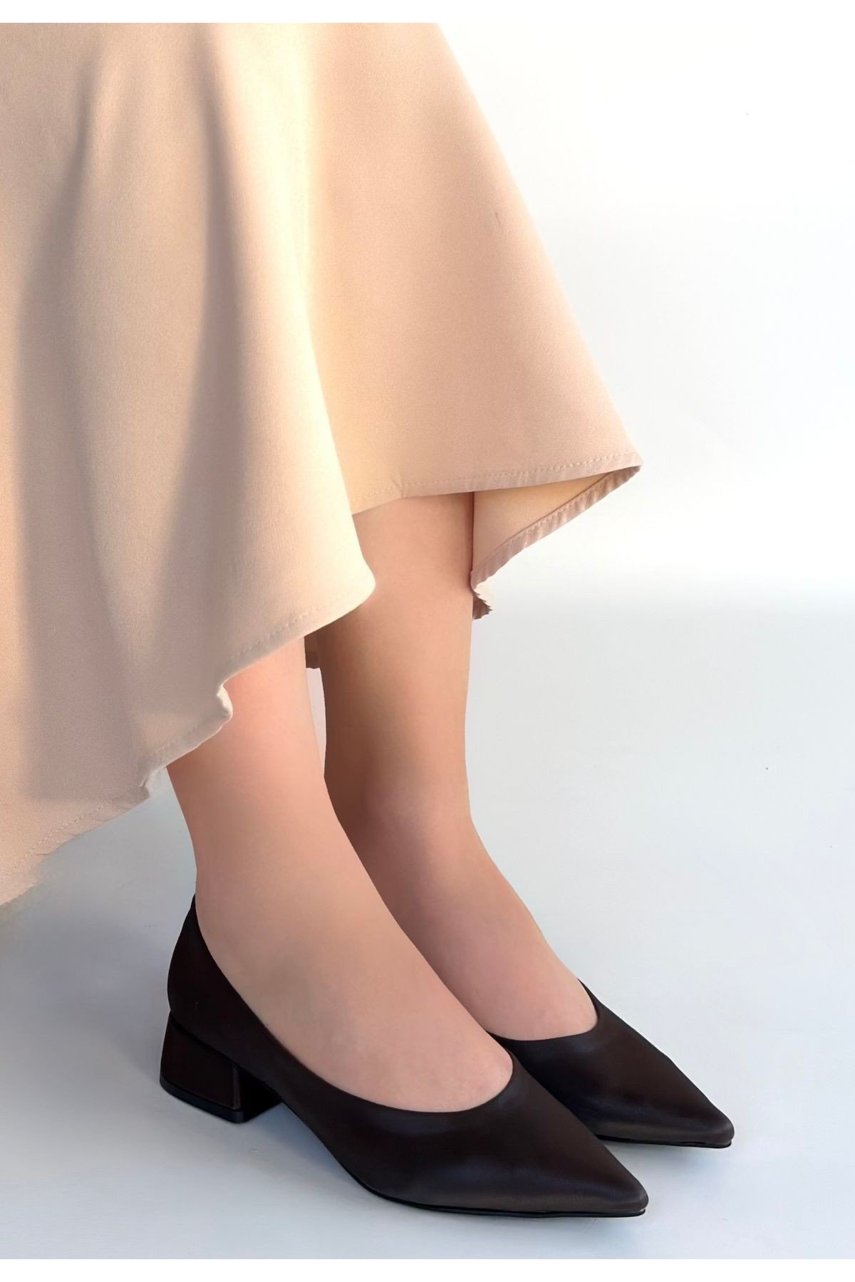 Kadın Topuklu Ayakkabı Acı Kahve Cilt Ofis & Günlük Şık