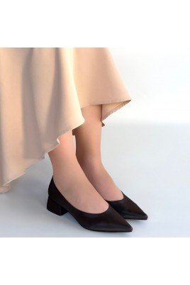 Kadın Topuklu Ayakkabı Acı Kahve Cilt Ofis & Günlük Şık