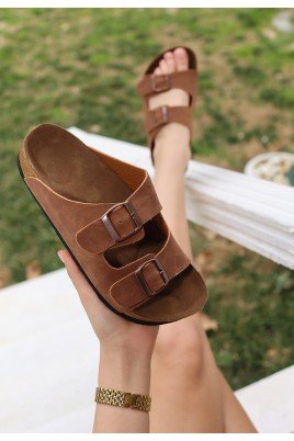 Kadın Terlik Taba Nubuk Günlük Yazlık Rahat