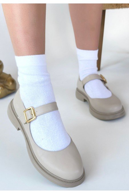 Yokox Bej Cilt Oxford Ayakkabı