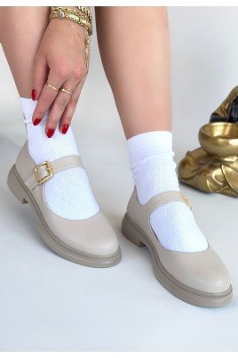 Yokox Bej Cilt Oxford Ayakkabı