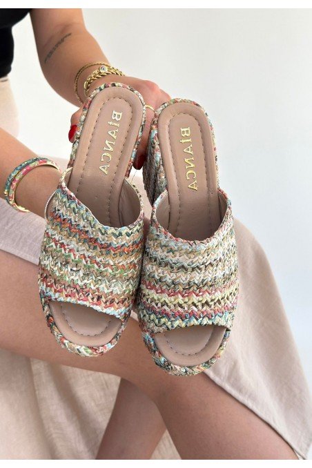 Tlay Kilim Desenli Dolgu Topuk Terlik