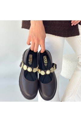 Kadın Oxford Ayakkabı Kahverengi Cilt Loafer Tarz Günlük Şık