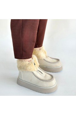 Kadın Bot Bej Süet Kısa Bot Rahat Taban Günlük Kullanım