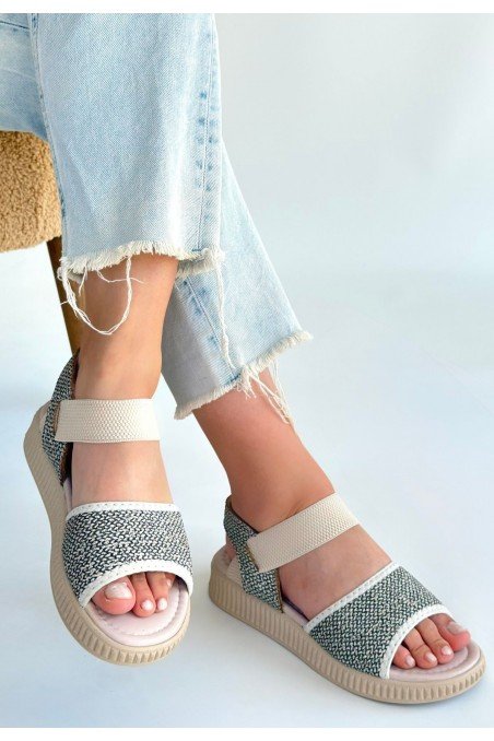 Kadın Sandalet Yeşil Cilt Yazlık Günlük Rahat Taban