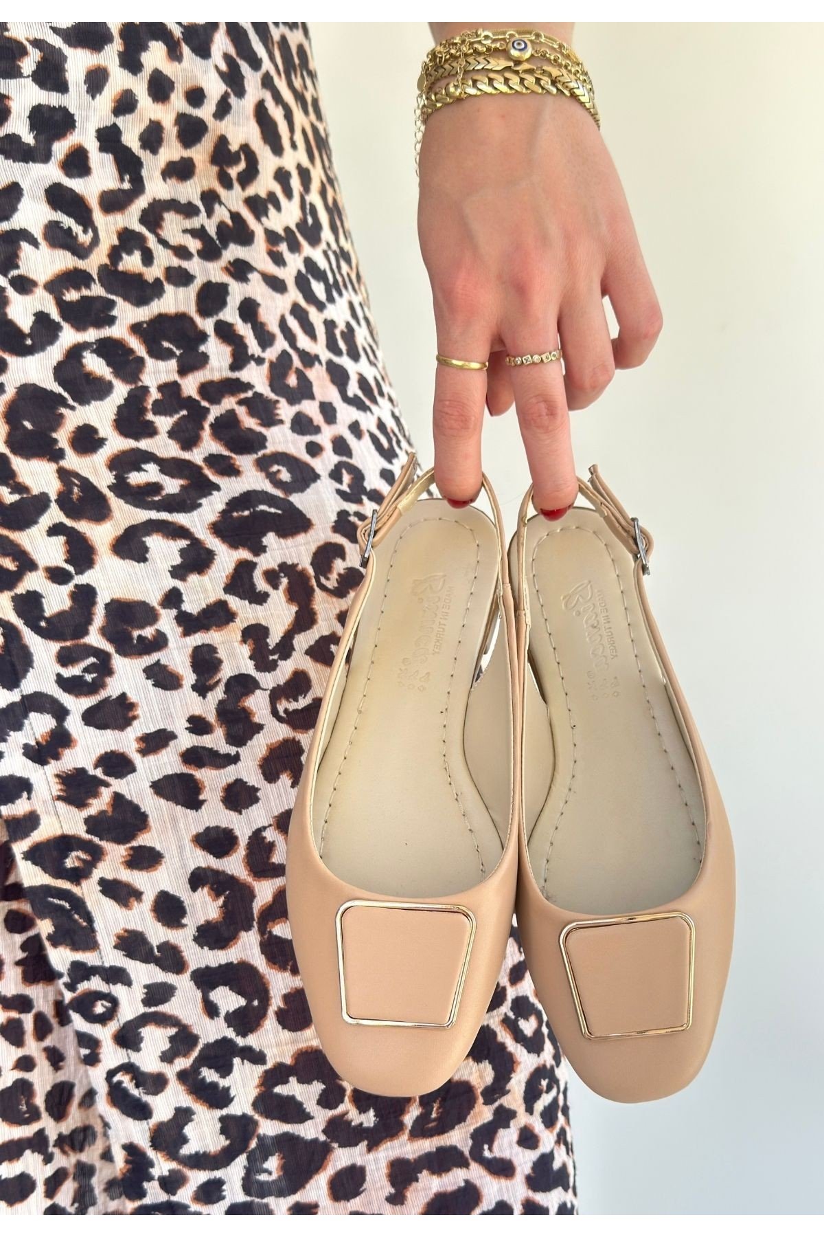 Kadın Babet Ayakkabı Nude Cilt Rahat Düz Taban Günlük