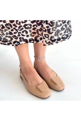 Kadın Babet Ayakkabı Nude Cilt Rahat Düz Taban Günlük