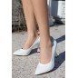 Ulba Beyaz Cilt Stiletto Ayakkabı