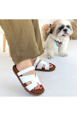 Kadın Terlik Beyaz Cilt Günlük Yazlık Rahat