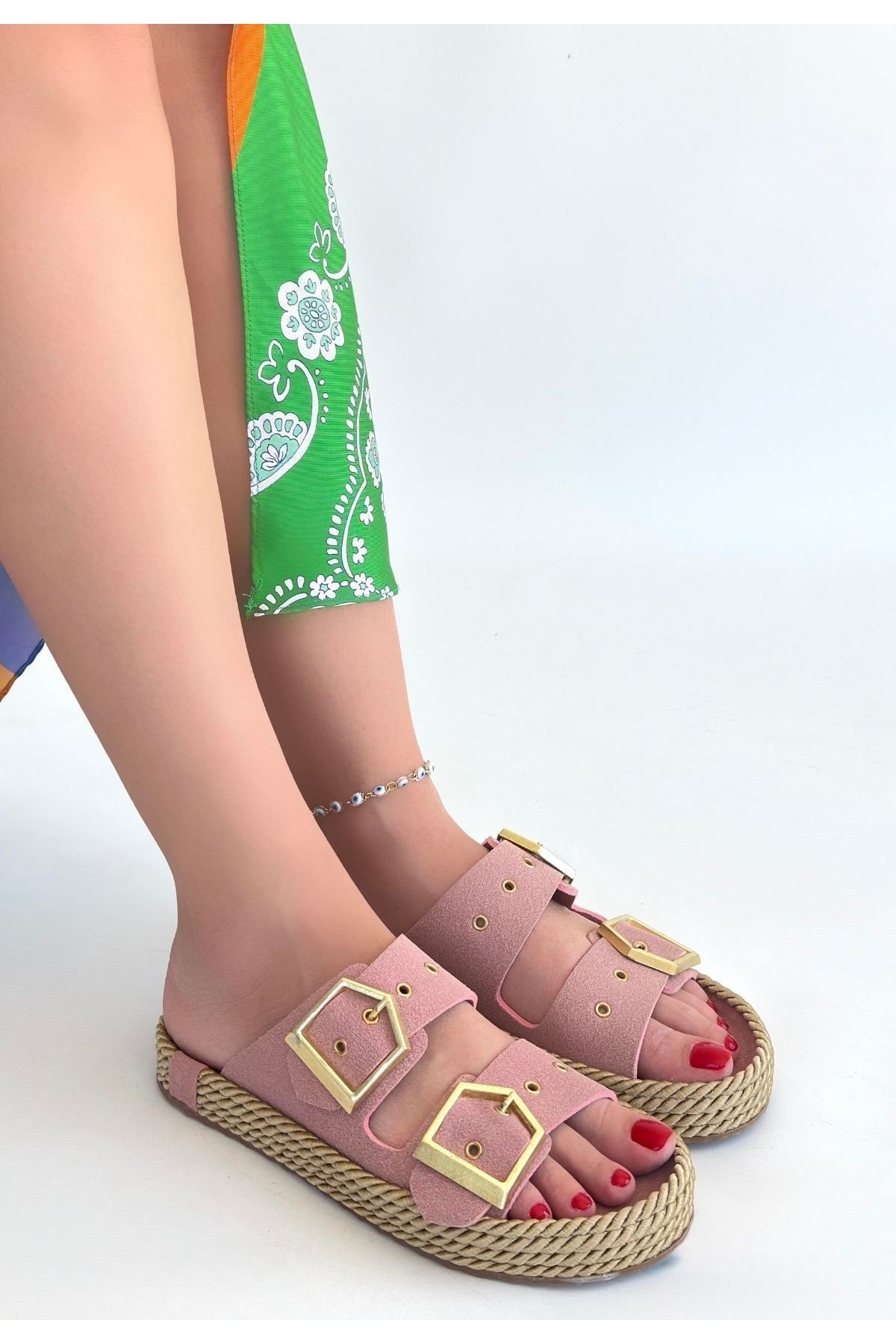 Kadın Terlik Pudra Nubuk Günlük Yazlık Rahat