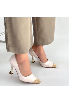 Kadın Topuklu Ayakkabı Bej Rugan Abiye & Gece Şık Ofis