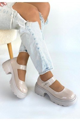 Siyat Bej Rugan Dolgu Topuk Oxford Ayakkabı