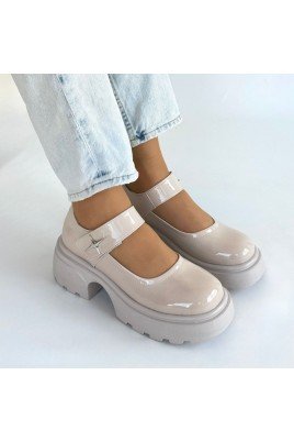 Kadın Dolgu Topuklu Platform Ayakkabı Bej Rugan Rahat Taban Günlük